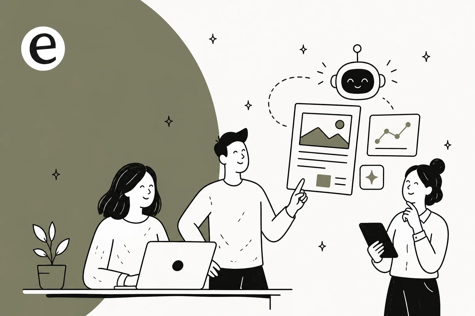 Ilustração de banner editorial para um resumo de 2026 dos melhores softwares geradores de conteúdo SEO com IA