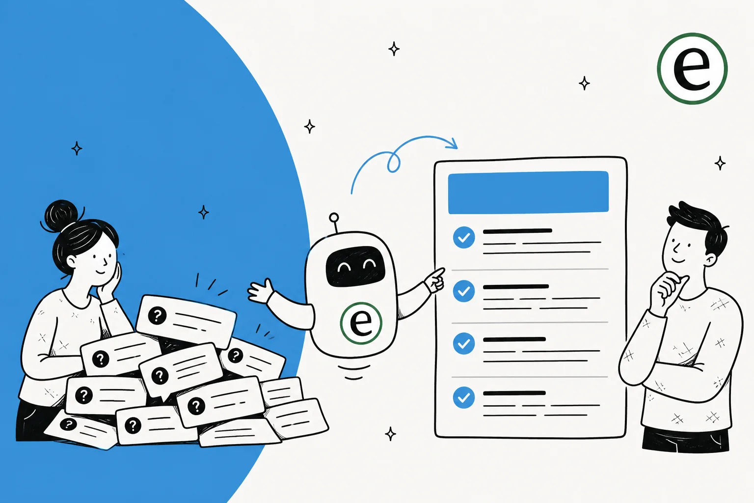 Illustrated banner for a guide on using an AI FAQ page generator