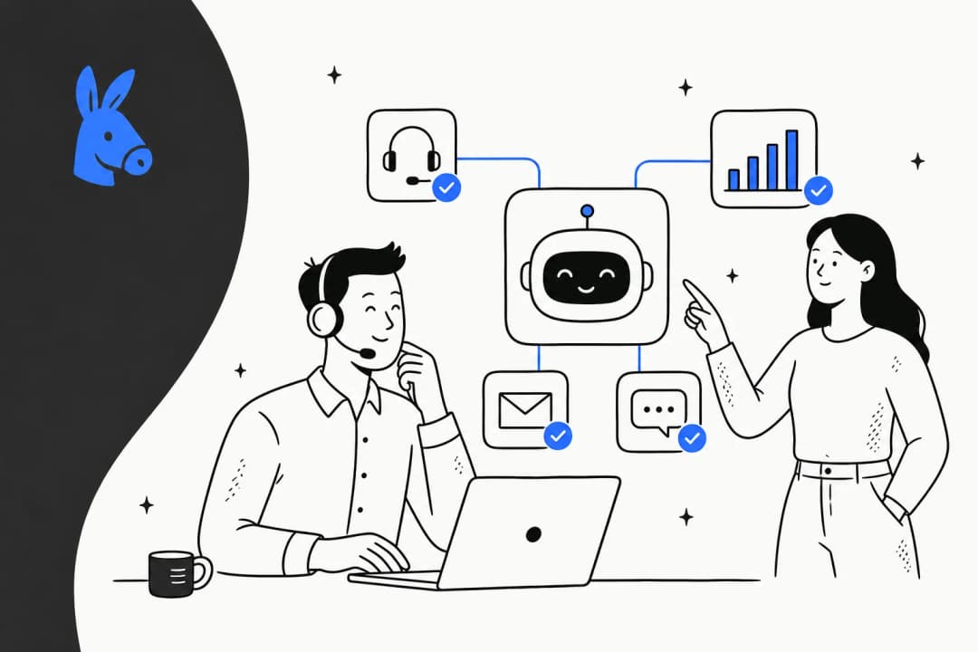 Editorial banner for a roundup of the best customer service AI tools in 2026