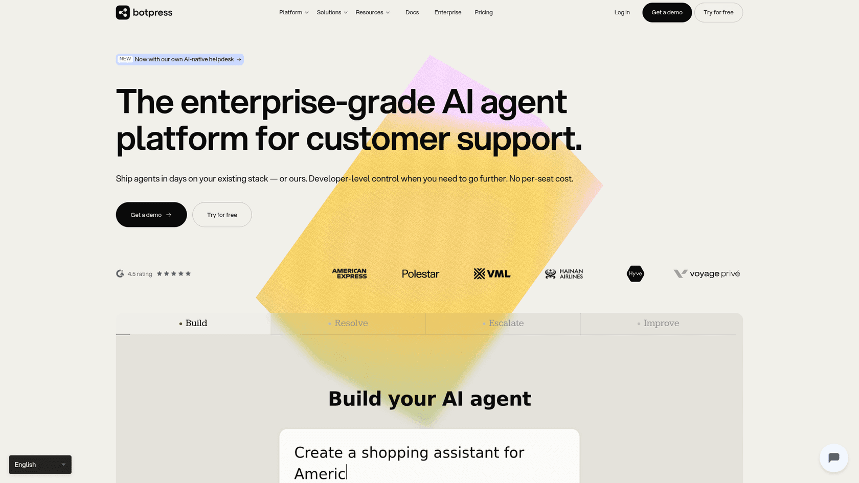 Botpress AI agent platform homepage