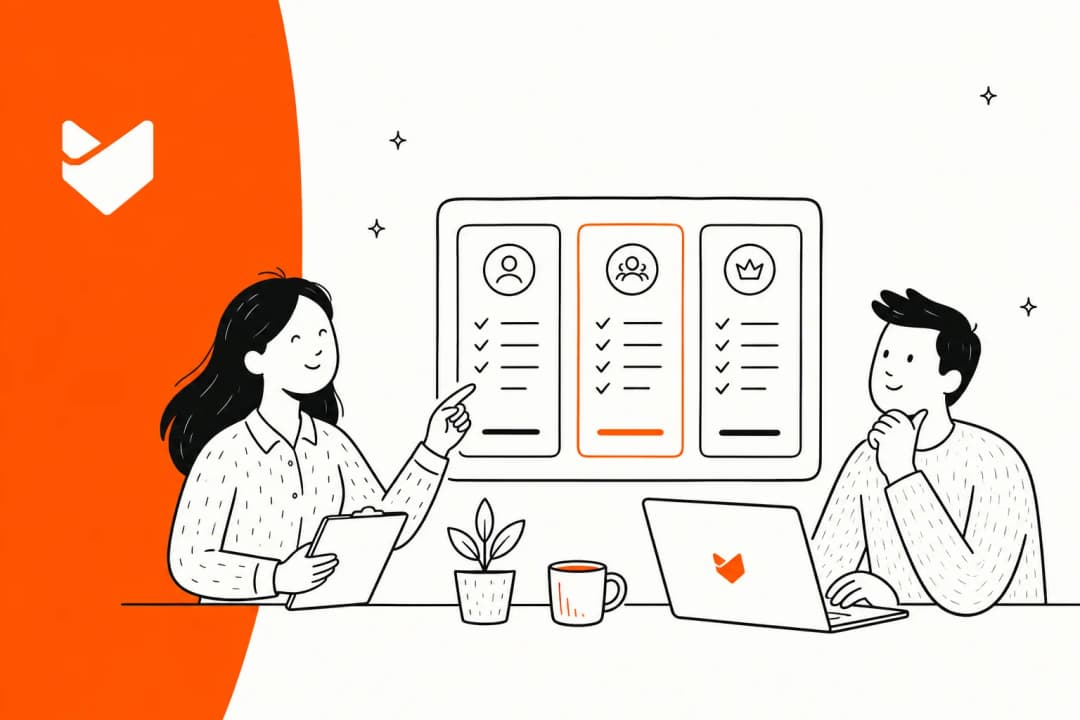 HappyFox pricing breakdown illustration with the HappyFox logo