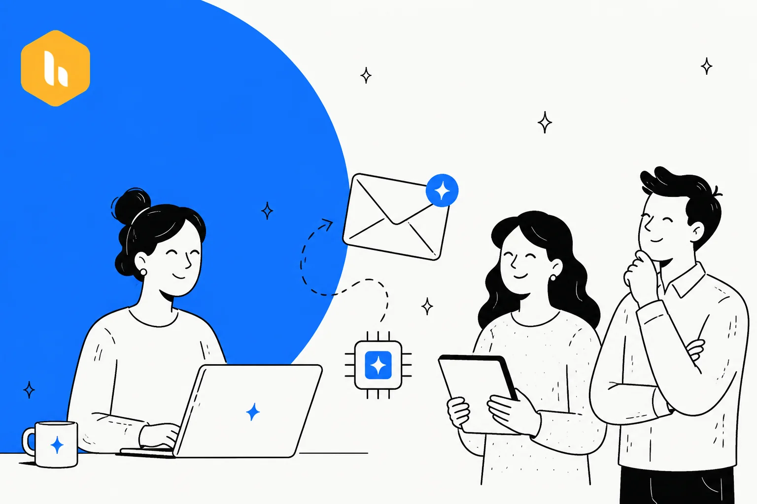 Illustrated banner for a 2026 roundup of the best AI tools for Hiver