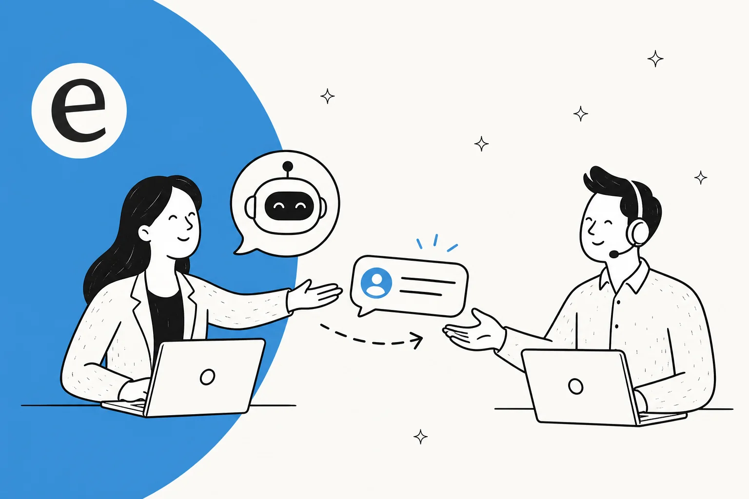 An AI support agent handing a customer conversation over to a human agent with full context