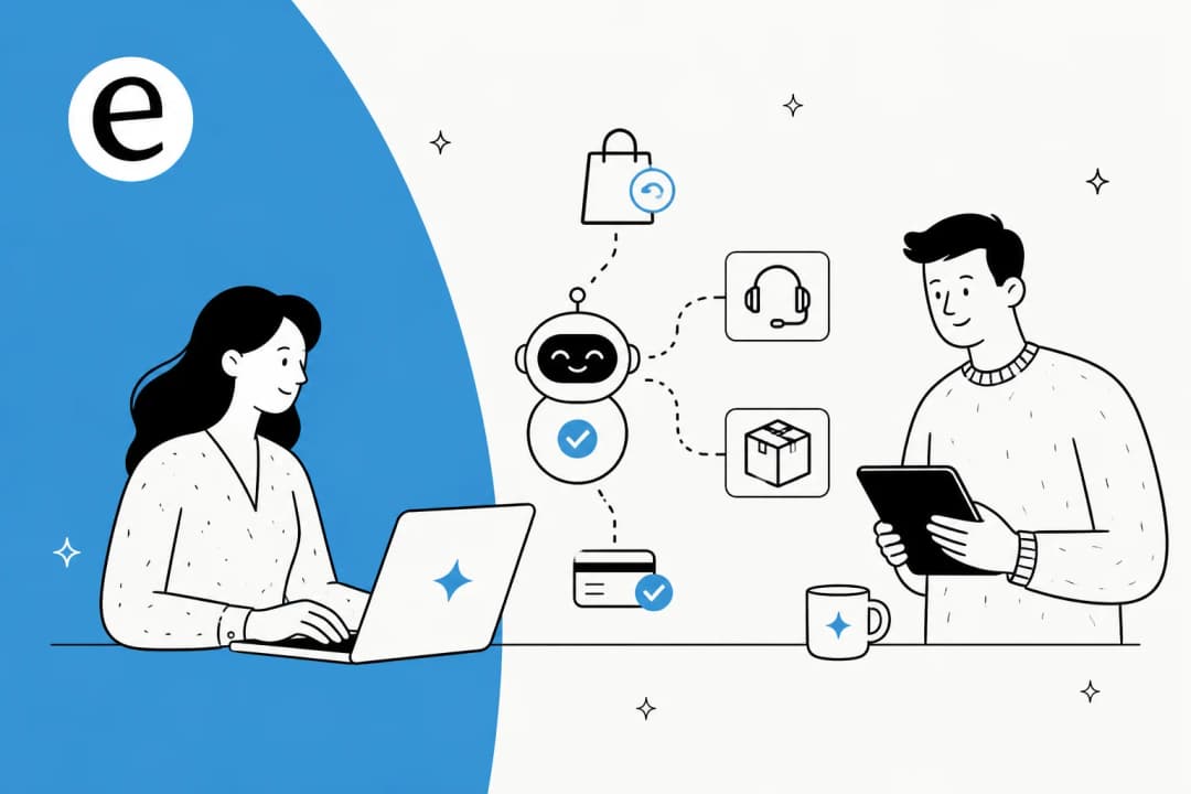 Illustration of an AI agent checking a return policy and approving an eligible refund