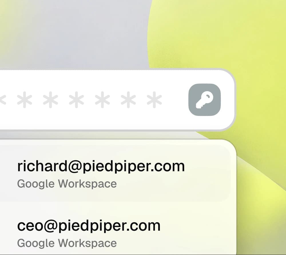 Aside's password manager autofilling a login while keeping the actual credential hidden from the AI, as taken from Aside