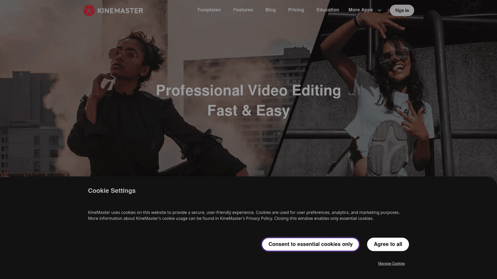Homepage der KineMaster Website, entnommen von KineMaster