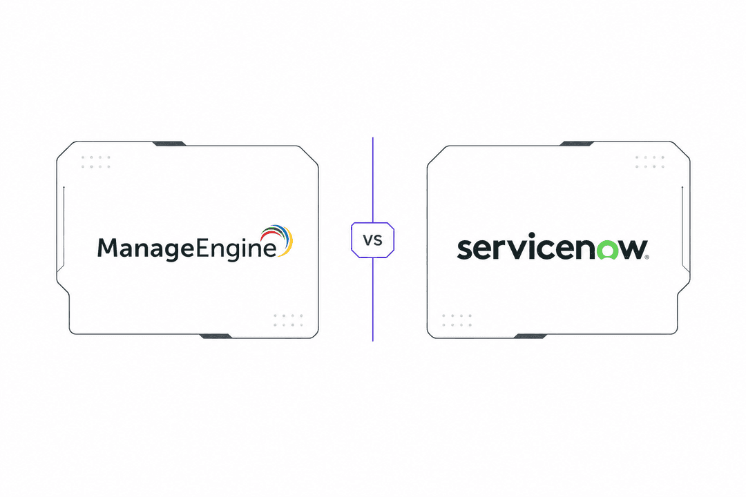 Bannière de comparaison ManageEngine vs ServiceNow