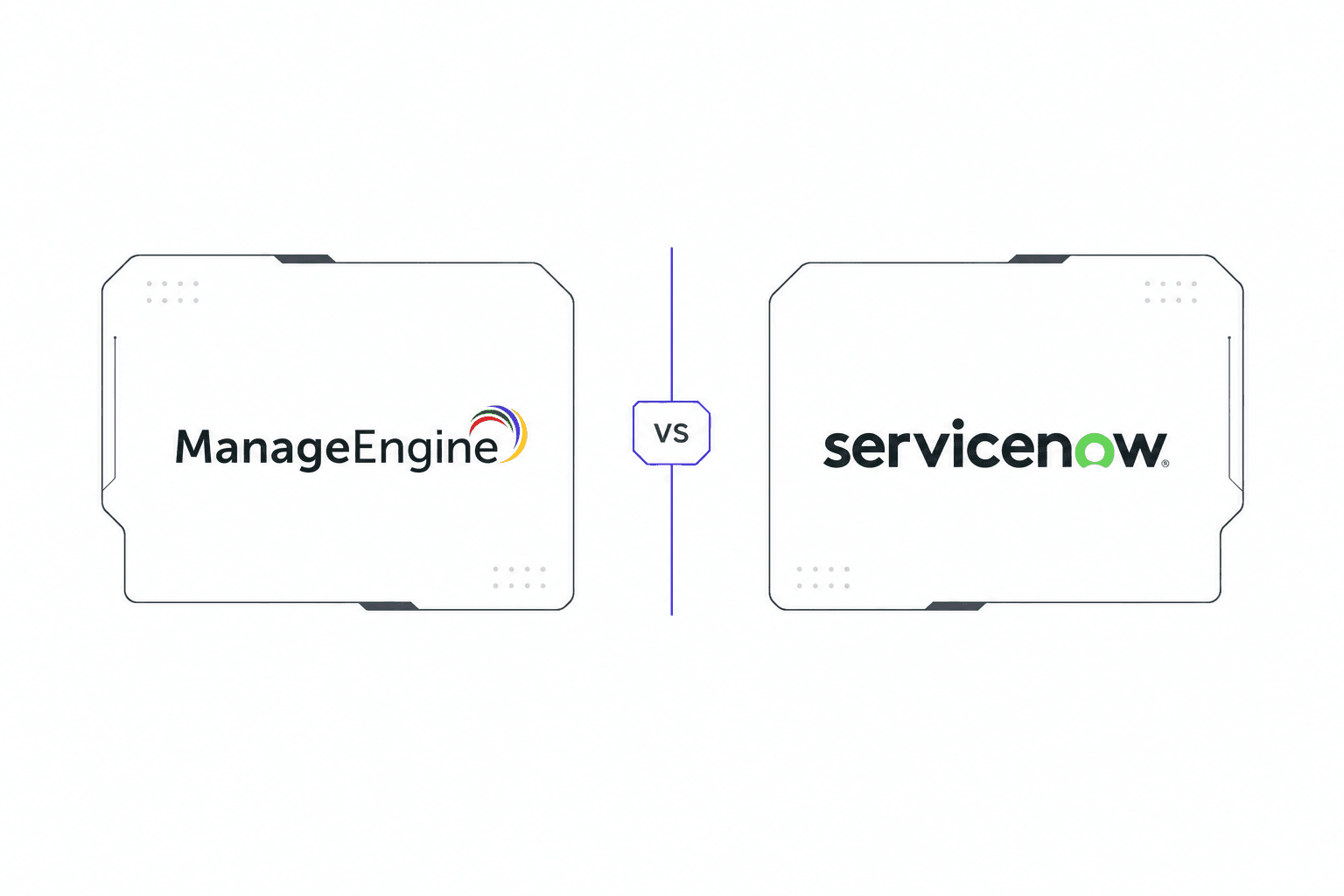 Bannière de comparaison ManageEngine vs ServiceNow