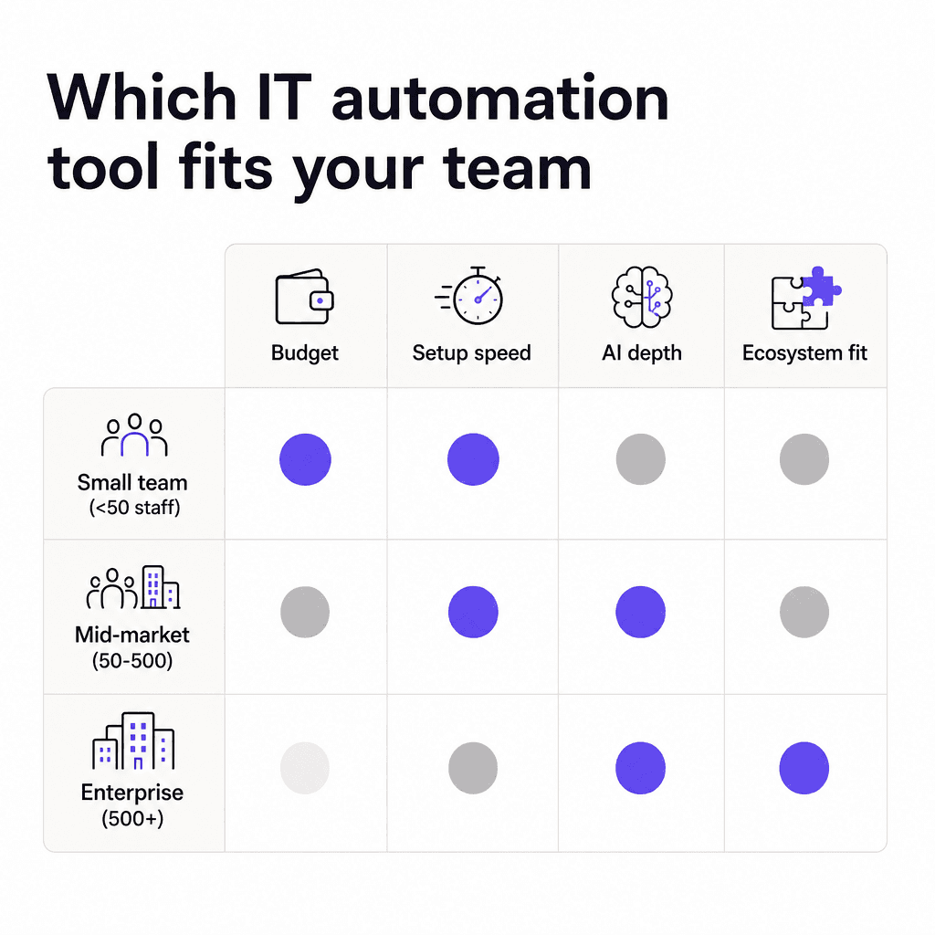 Auswahlhilfe: Welches IT-Automatisierungstool passt zu Ihrer Teamgröße und Ihrem Budget