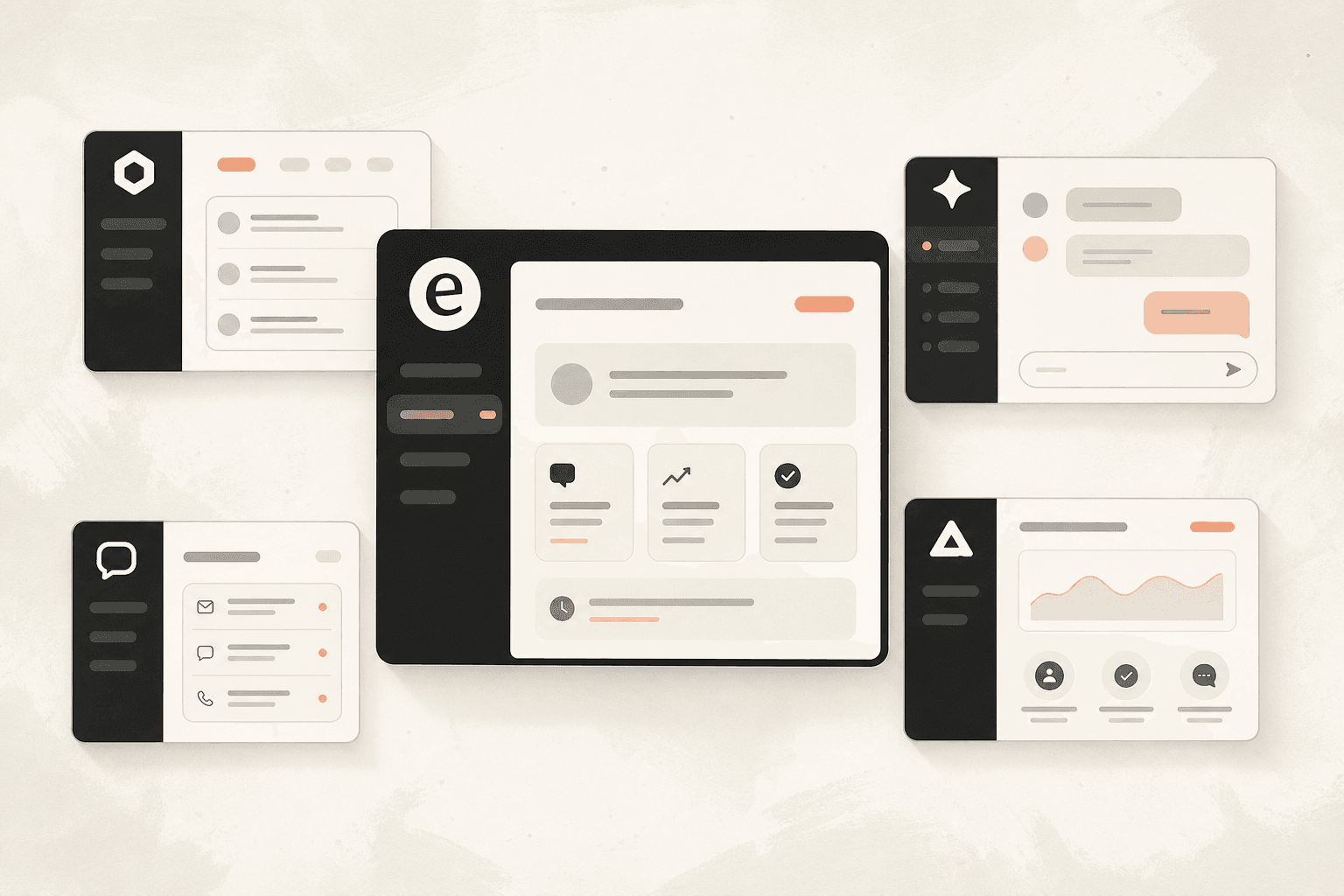 Sechs KI-Helpdesk-Tool-Karten in einem Raster angeordnet, als Alternativen zu Freshdesk Freddy
