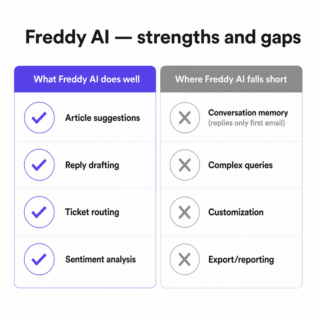 Freddy AI strengths and gaps