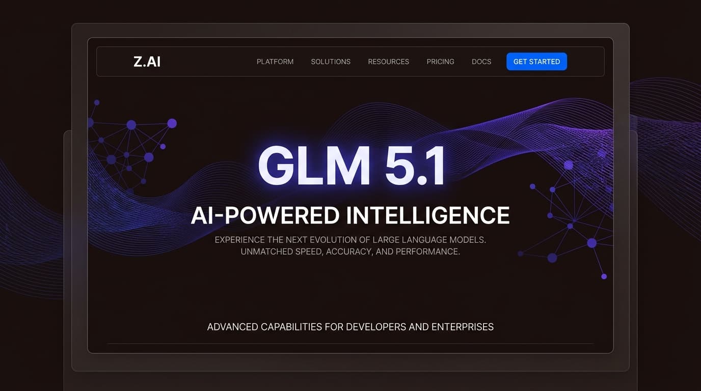 A página oficial de anúncio da Z.AI para o lançamento do modelo GLM 5.1.