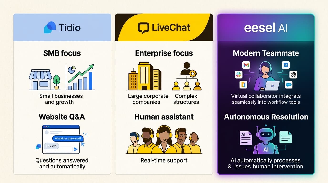 eesel AI representa el término medio moderno entre la automatización sencilla y los sistemas de soporte centrados en el ser humano.