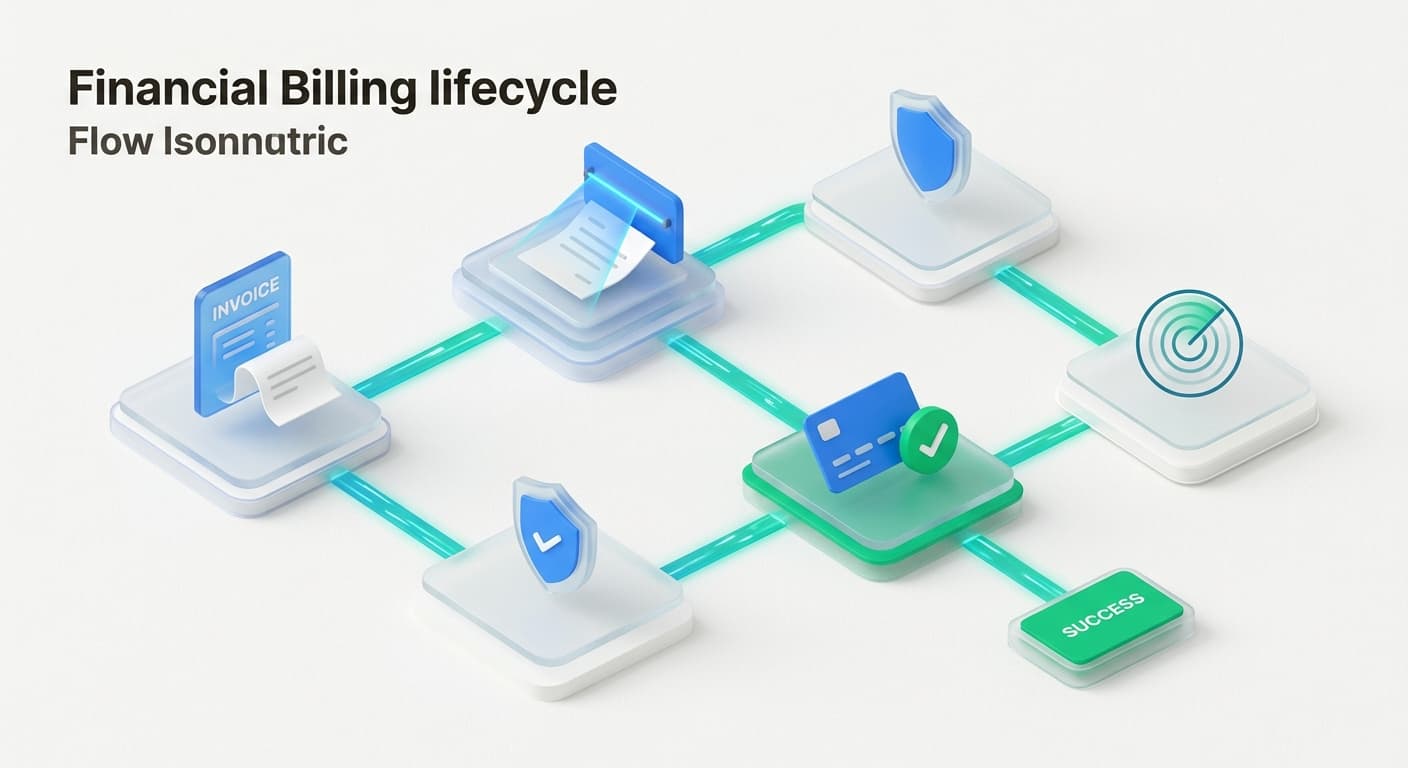 O ciclo de vida da faturação de 2026 utiliza agentes de IA para gerir todas as fases, desde a extração de dados até à resolução autónoma de disputas.