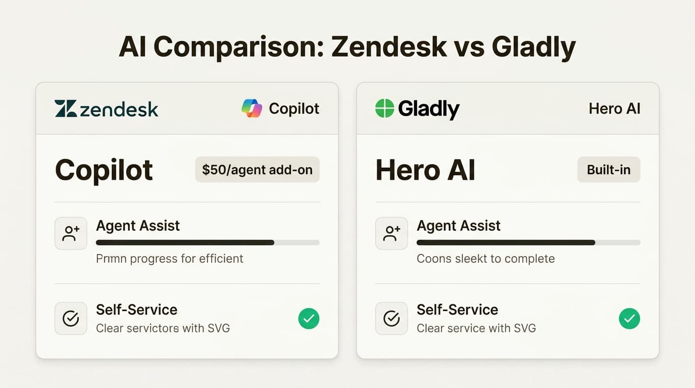 While both platforms offer powerful AI in 2026, Gladly’s 'all-in' pricing model contrasts with Zendesk’s per-agent add-on fees for advanced features.