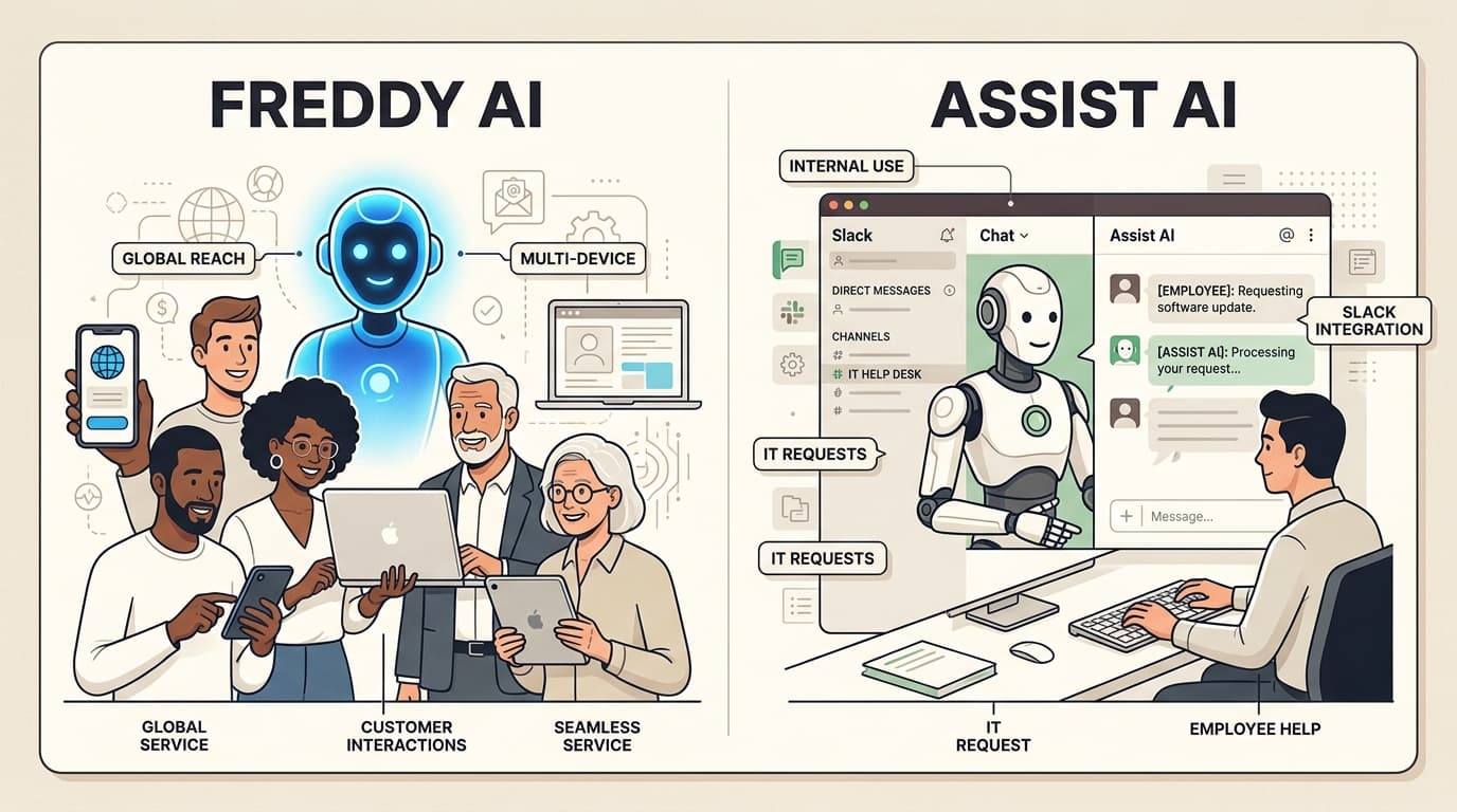 Freddy AI de Freshdesk est conçu pour une déviation client à haut volume, tandis que HappyFox Assist AI excelle dans la résolution des tickets de support interne des employés.