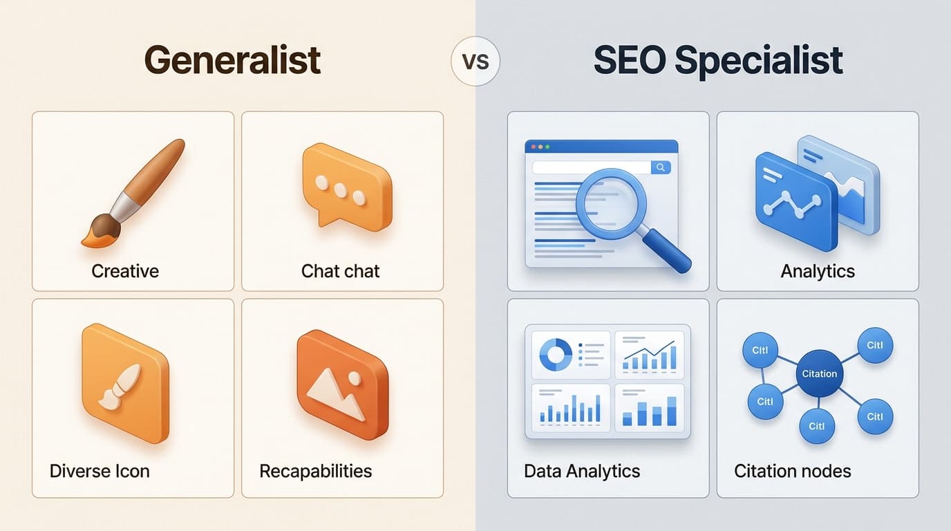 SEO-Spezialisten bieten die Rohdaten und Recherchekapazitäten, die Allround-Tools wie Jasper oft fehlen.