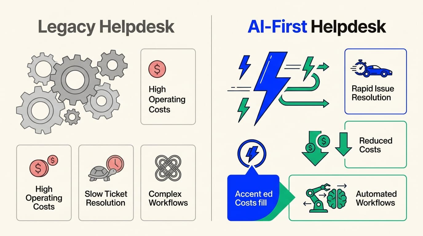 Las plataformas modernas centradas en la IA, como eesel AI, ofrecen una alternativa transparente basada en tareas frente a los altos costes ocultos y el retraso en la implementación de los helpdesks tradicionales.