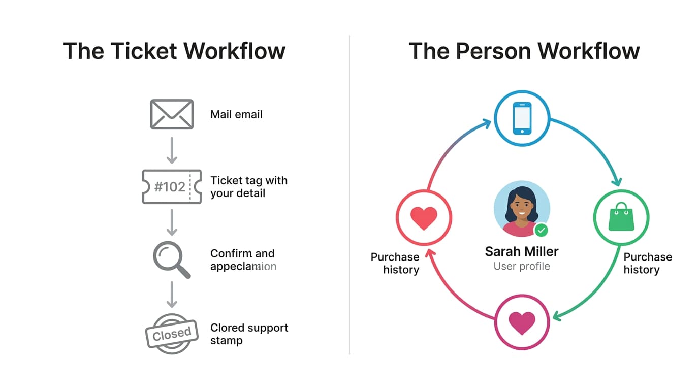Gladly removes the friction of traditional ticket management by focusing on the customer's lifelong interaction history rather than isolated events.