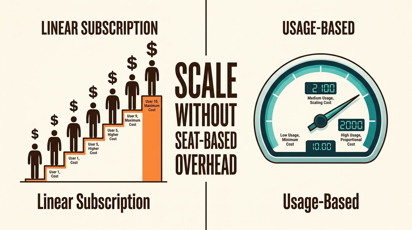 Comparaison des tarifs traditionnels par siège avec des modèles flexibles basés sur l'utilisation pour les équipes marketing en croissance.