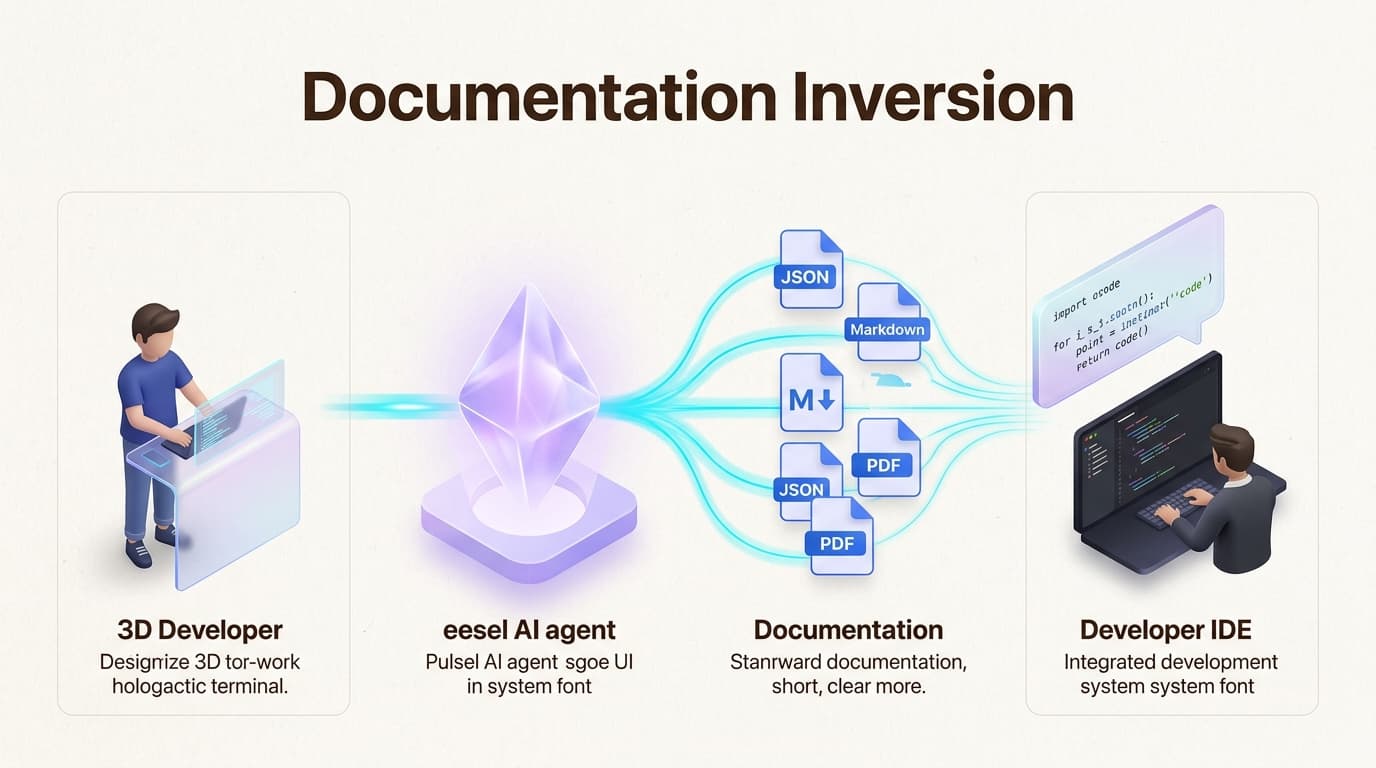 Die Dokumentationsinversion verlagert den Fokus auf maschinenlesbares Wissen, das KI-Agenten sofort in der IDE eines Entwicklers bereitstellen können.