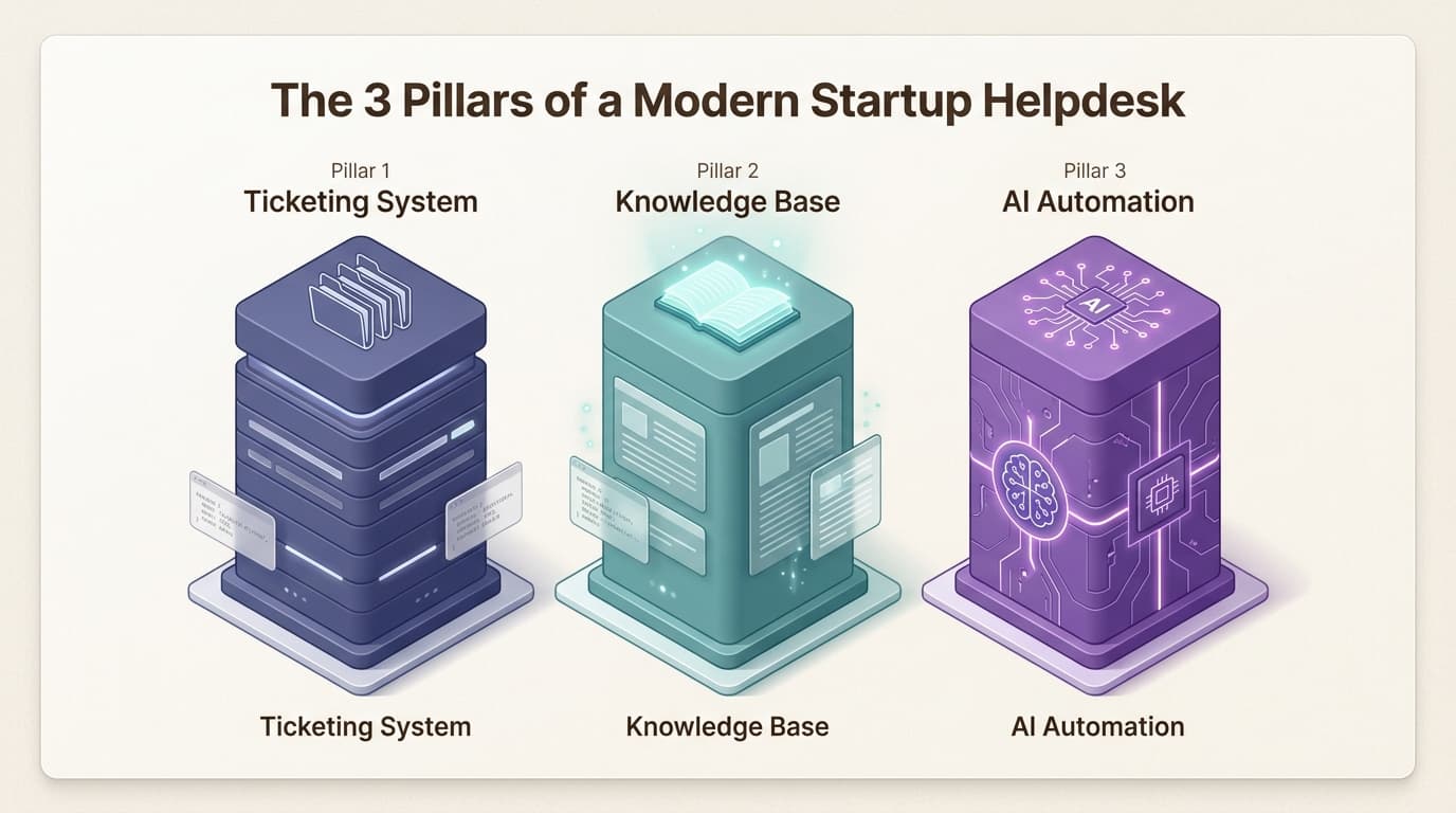 A complete helpdesk suite for startups unifies ticketing, knowledge management, and AI resolution into one workspace.