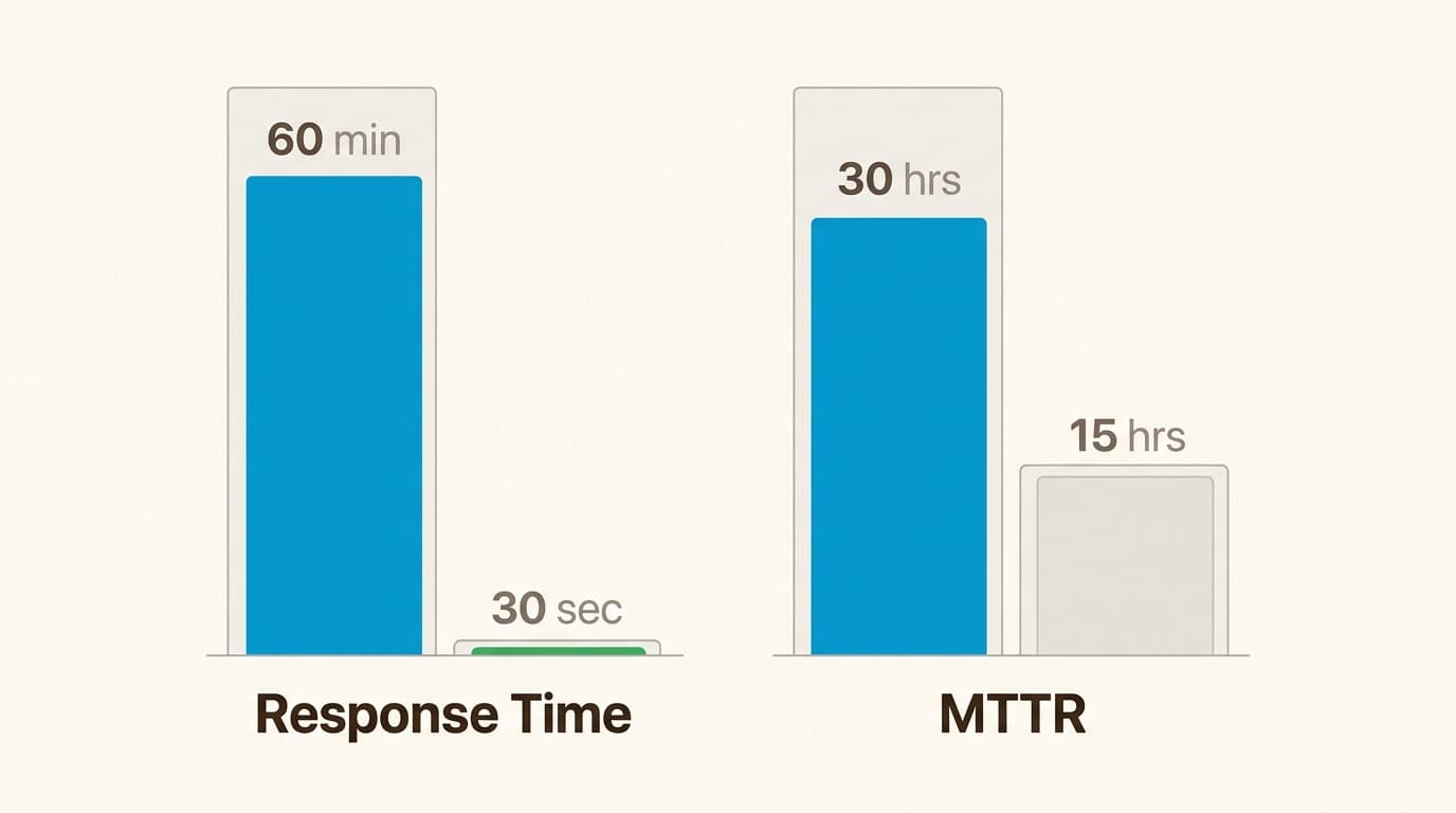AI-powered agents deliver near-instant responses and significantly faster total resolution times.