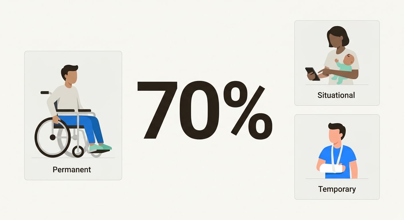 Accessibility features benefit the vast majority of users, including those with temporary or situational limitations.