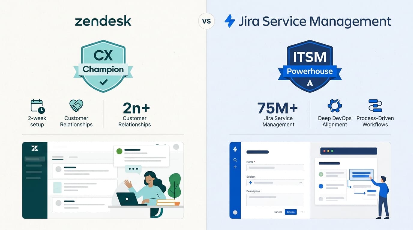 Zendesk excels in customer-centric speed, while Jira Service Management prioritizes deep technical integration.