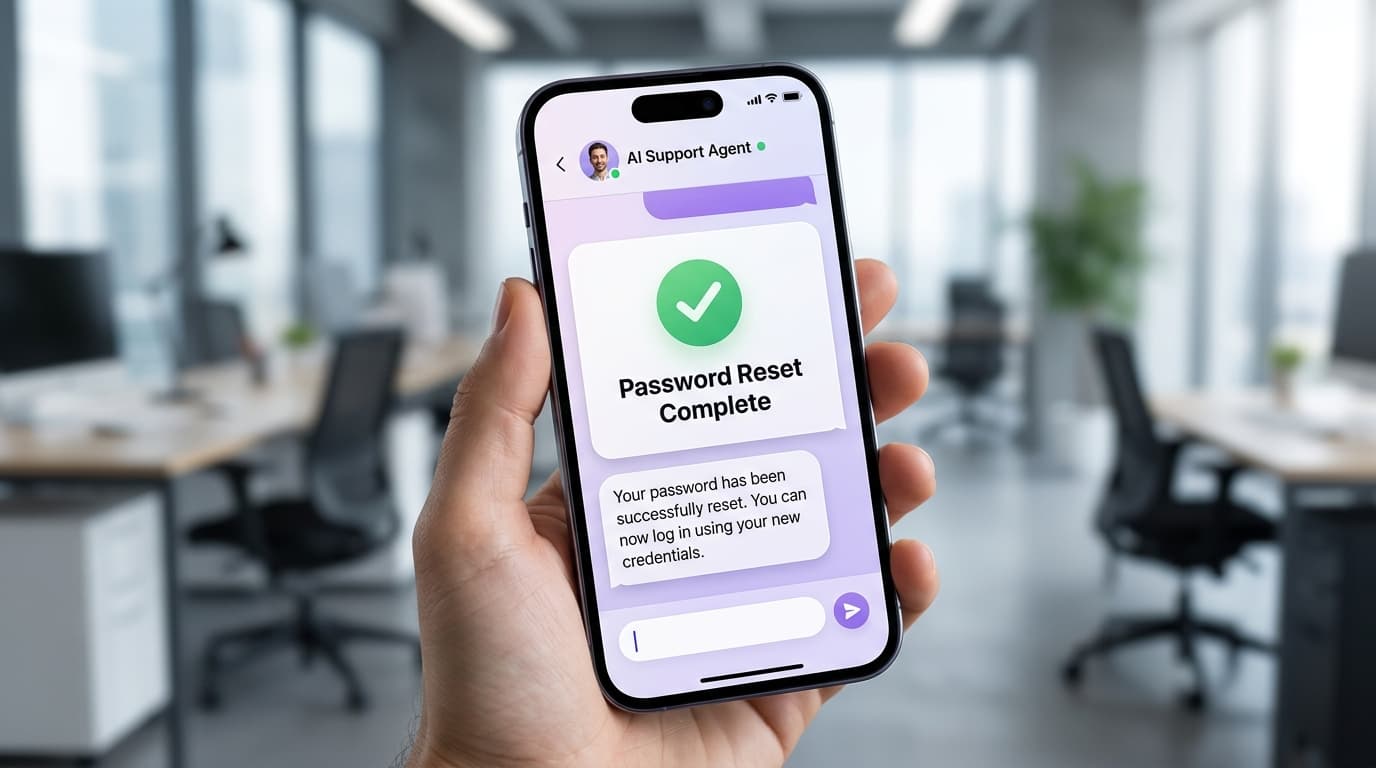 AI-powered chat interfaces provide autonomous password resets and access management directly within employee channels.