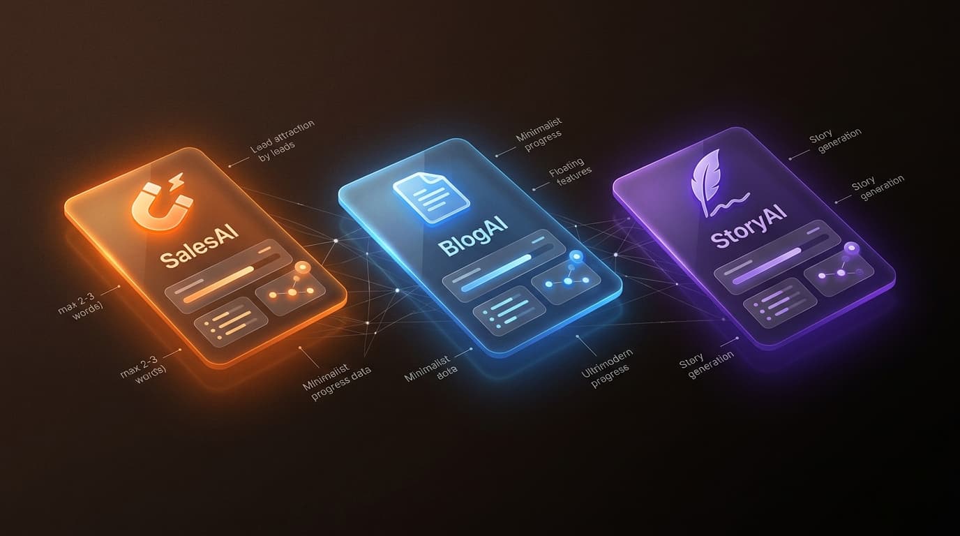 ClosersCopy nutzt drei spezialisierte KI-Engines – SalesAI, BlogAI und StoryAI – um verschiedene Schreibabsichten mit architektonischer Präzision zu bearbeiten.