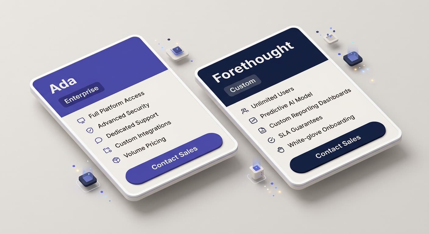 Ada and Forethought both utilize opaque, enterprise-only pricing models that require direct sales engagement.