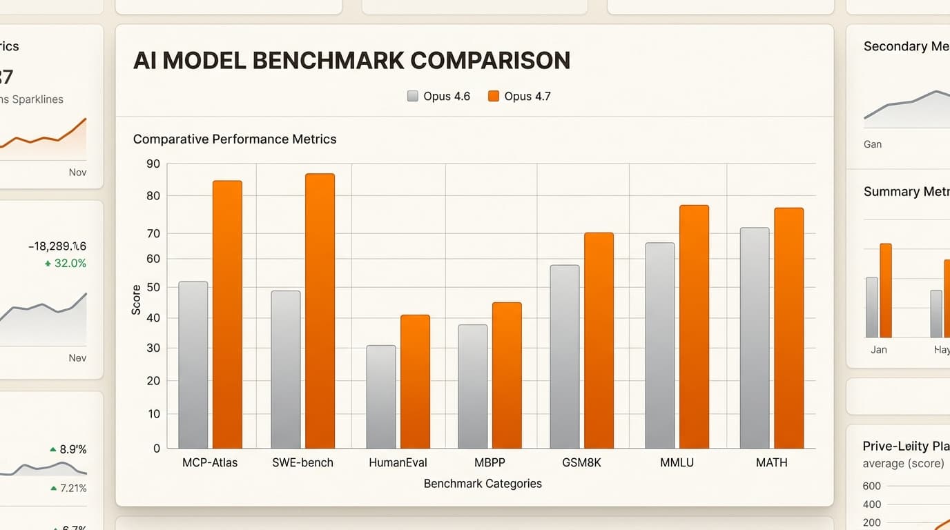 比較ベンチマークは、ソフトウェアエンジニアリングとツールベースの自律性におけるOpus 4.7の大幅なパフォーマンス向上を実証しています。