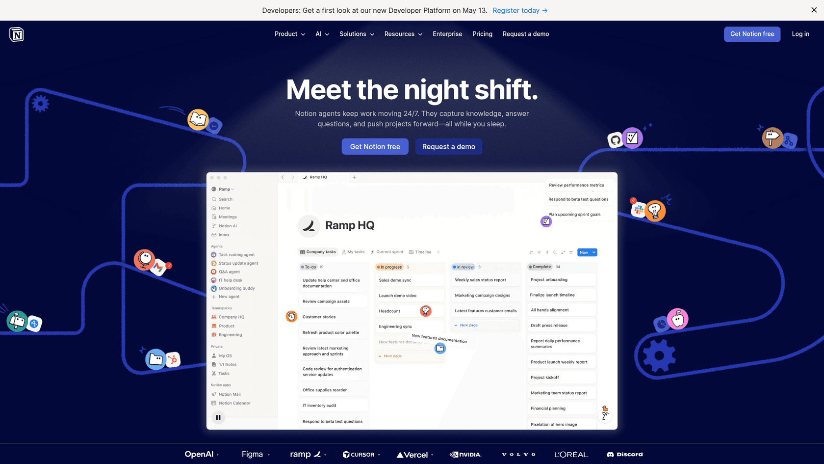Notionのプロジェクト管理ランディングページ