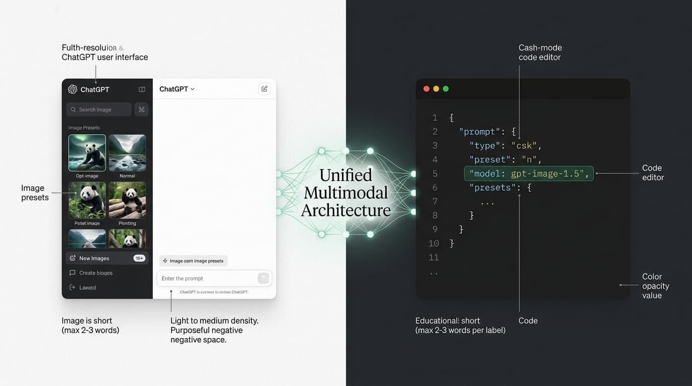 GPT Image 1.5 comble le fossé entre les outils grand public et les API de développeur en utilisant un moteur multimodal unique et unifié pour des résultats cohérents.