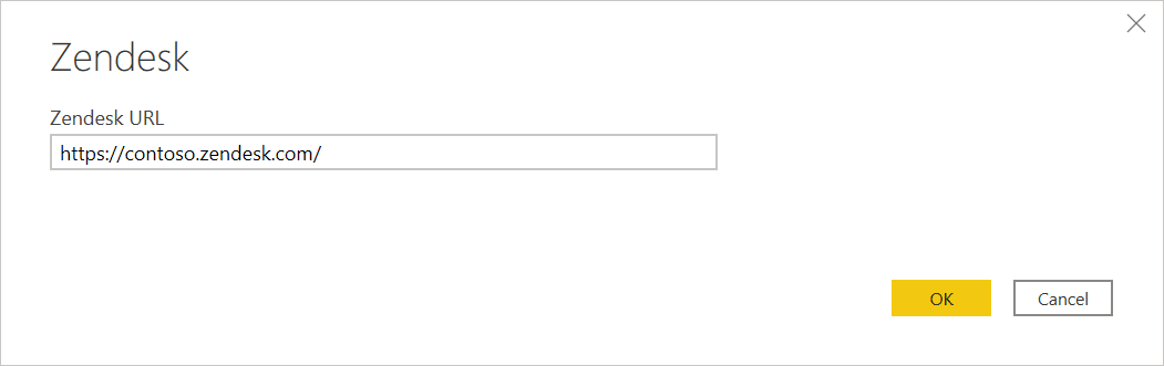 Zendesk connector URL input field for subdomain configuration