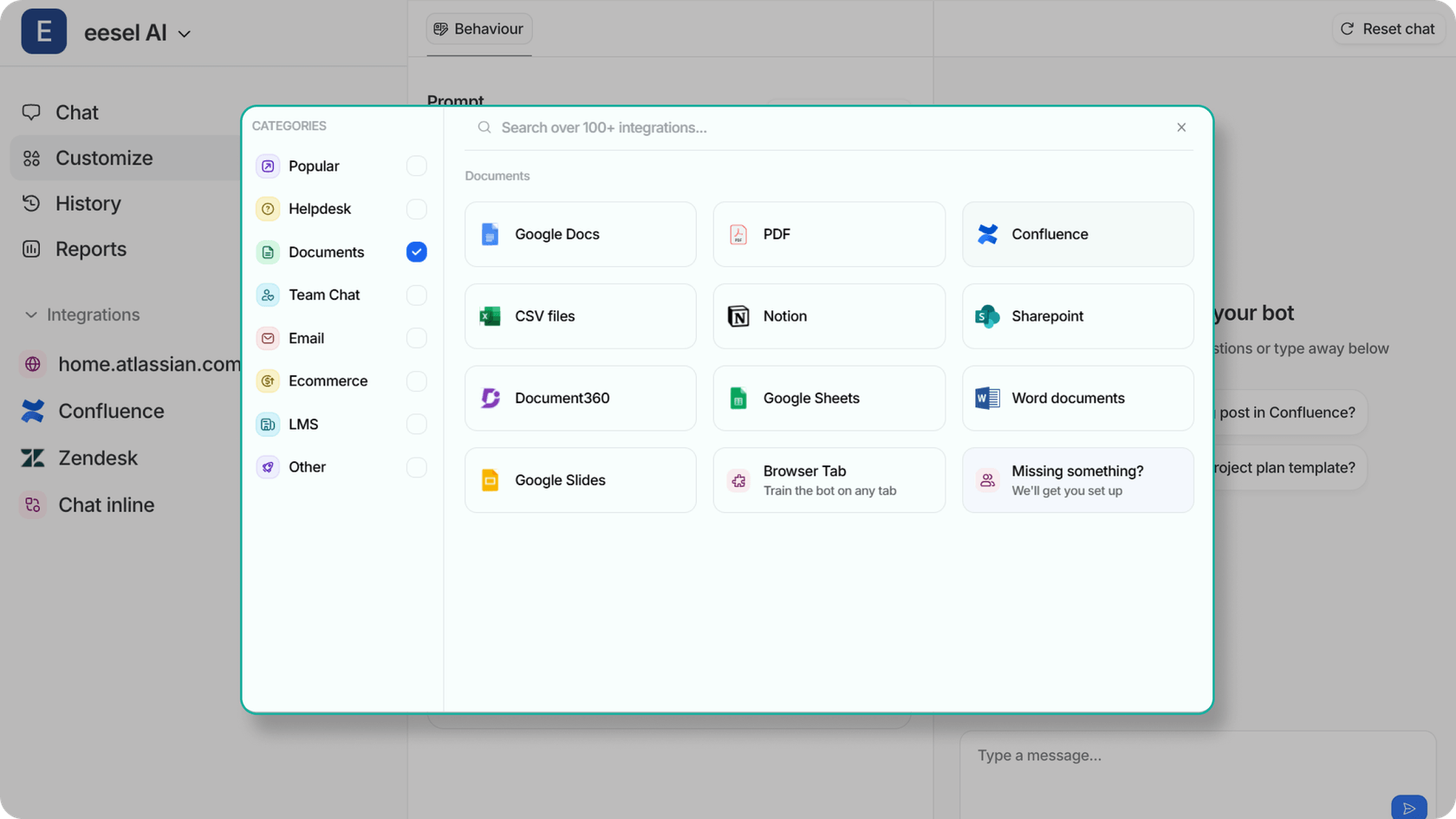 eesel AI connects to multiple knowledge sources-like past tickets, wikis, and internal docs-to train AI response generators for more accurate, on-brand replies.