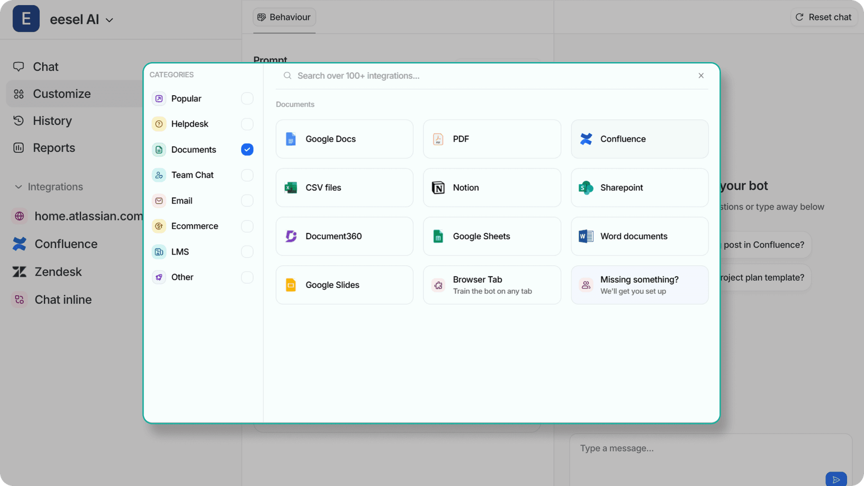 eesel AI se conecta a múltiples fuentes de conocimiento, como tickets anteriores, wikis y documentos internos, para entrenar generadores de respuestas con IA y obtener respuestas más precisas y acordes con la marca.
