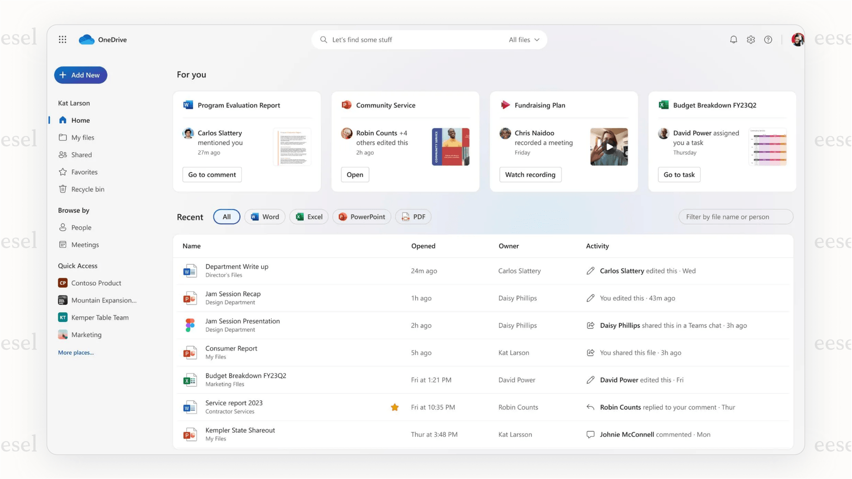 Microsoft OneDrive AI file management interface.