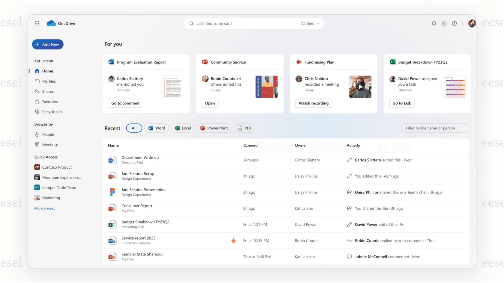 Microsoft OneDrive AI file management interface.