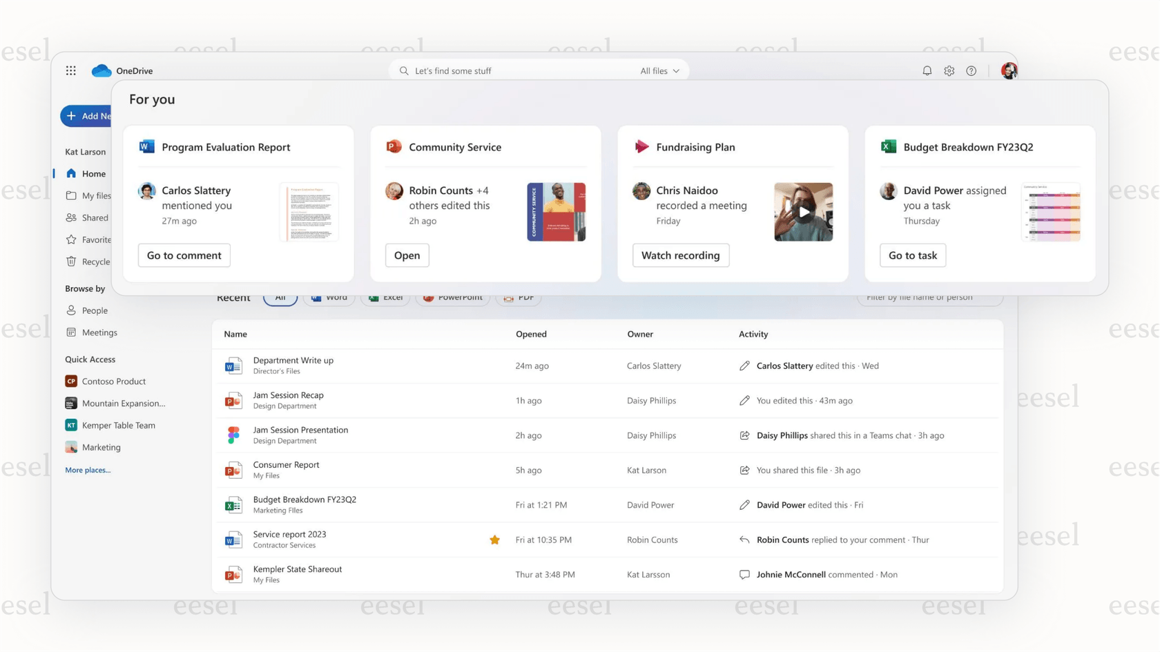 OneDrive AI proactive file suggestions.