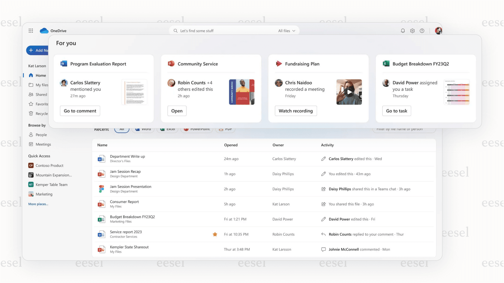OneDrive AI proactive file suggestions.