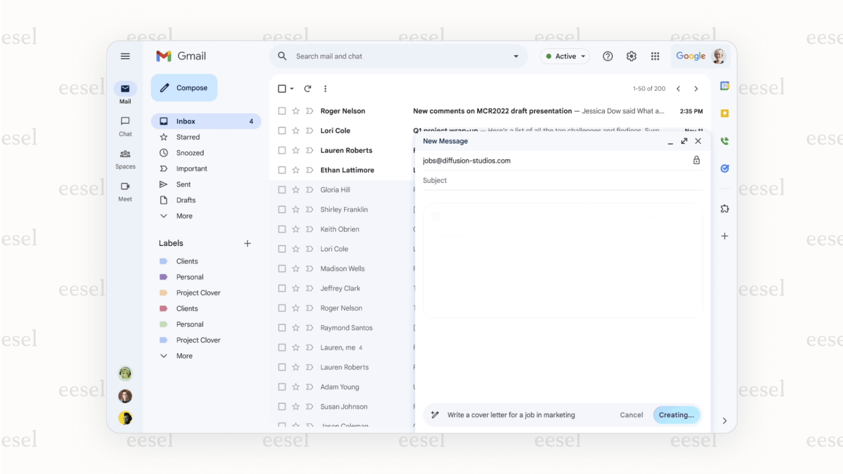 Google's native AI (Gemini) writing assistance in Gmail.