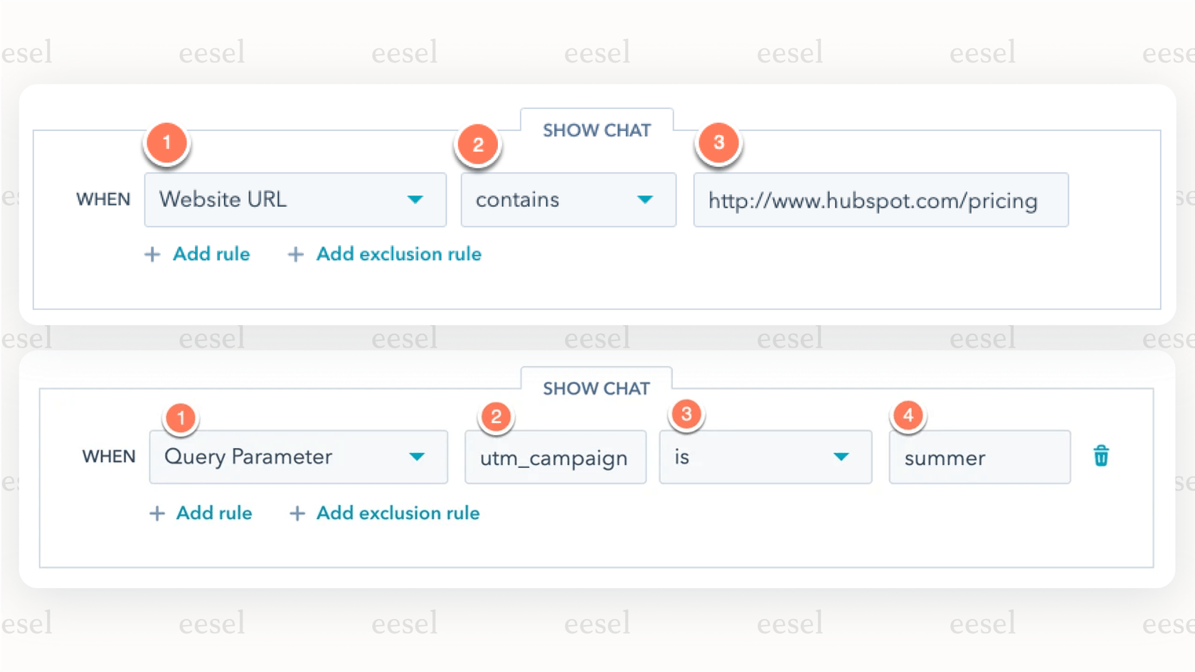 Setting targeting rules for your HubSpot AI chatbot.