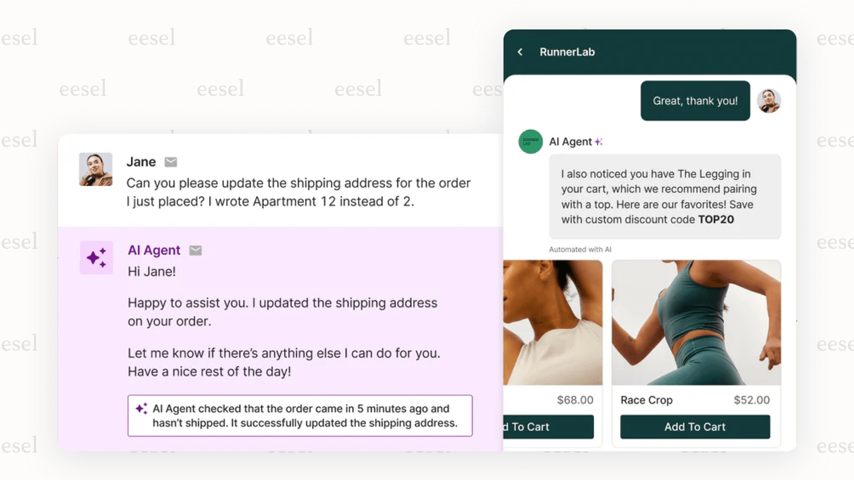 A view of the Gorgias AI chatbot integrating with Shopify.