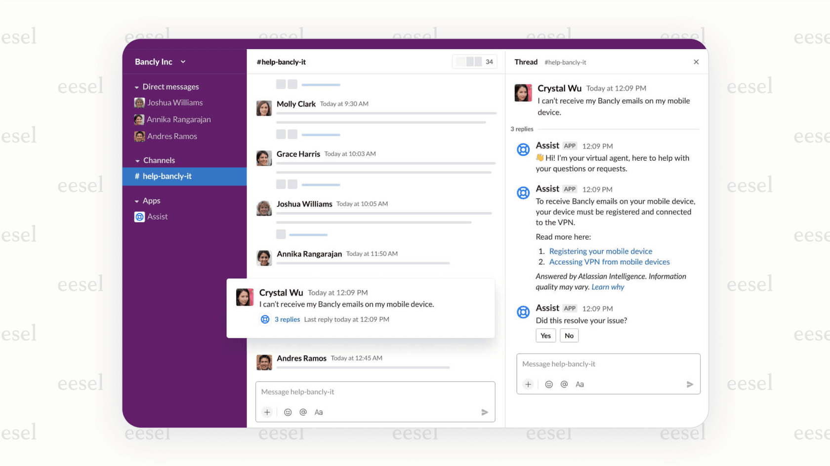Der virtuelle JSM-Agent, eine Kernfunktion des Atlassian AI-Agenten.