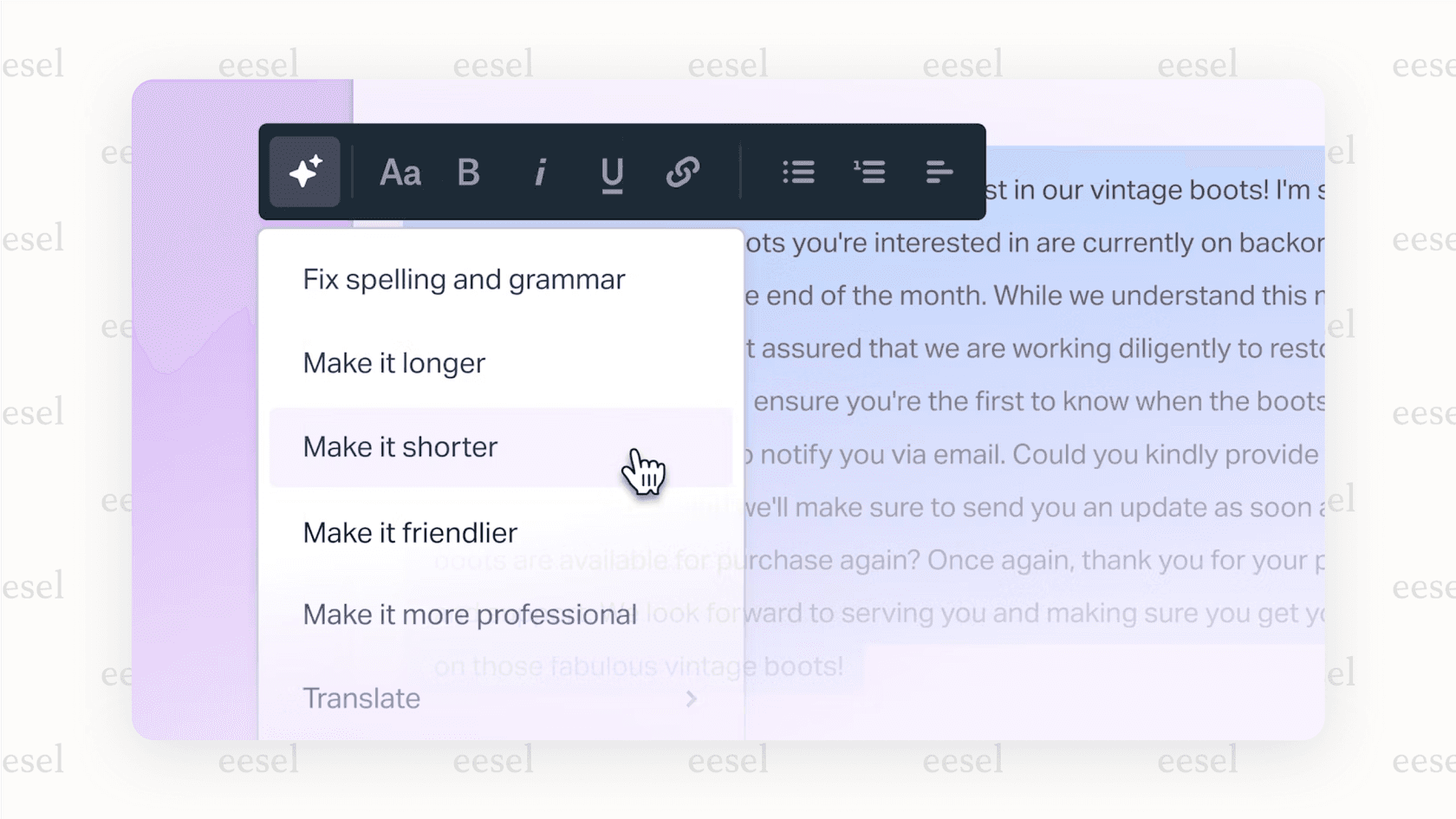 A support agent using the Help Scout AI Assist feature.