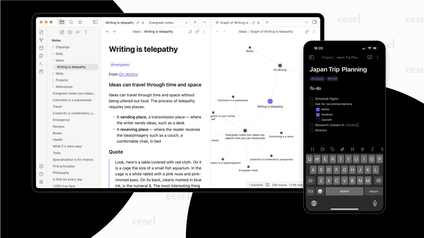 Obsidian's feature-rich note-taking interface.