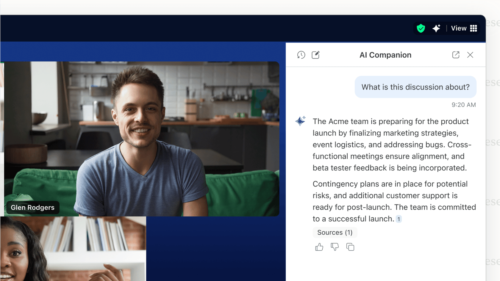 Using the in-meeting questions feature of the Zoom AI companion.