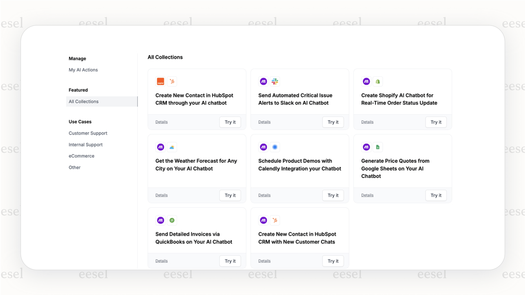 Screenshot of the LiveChat AI